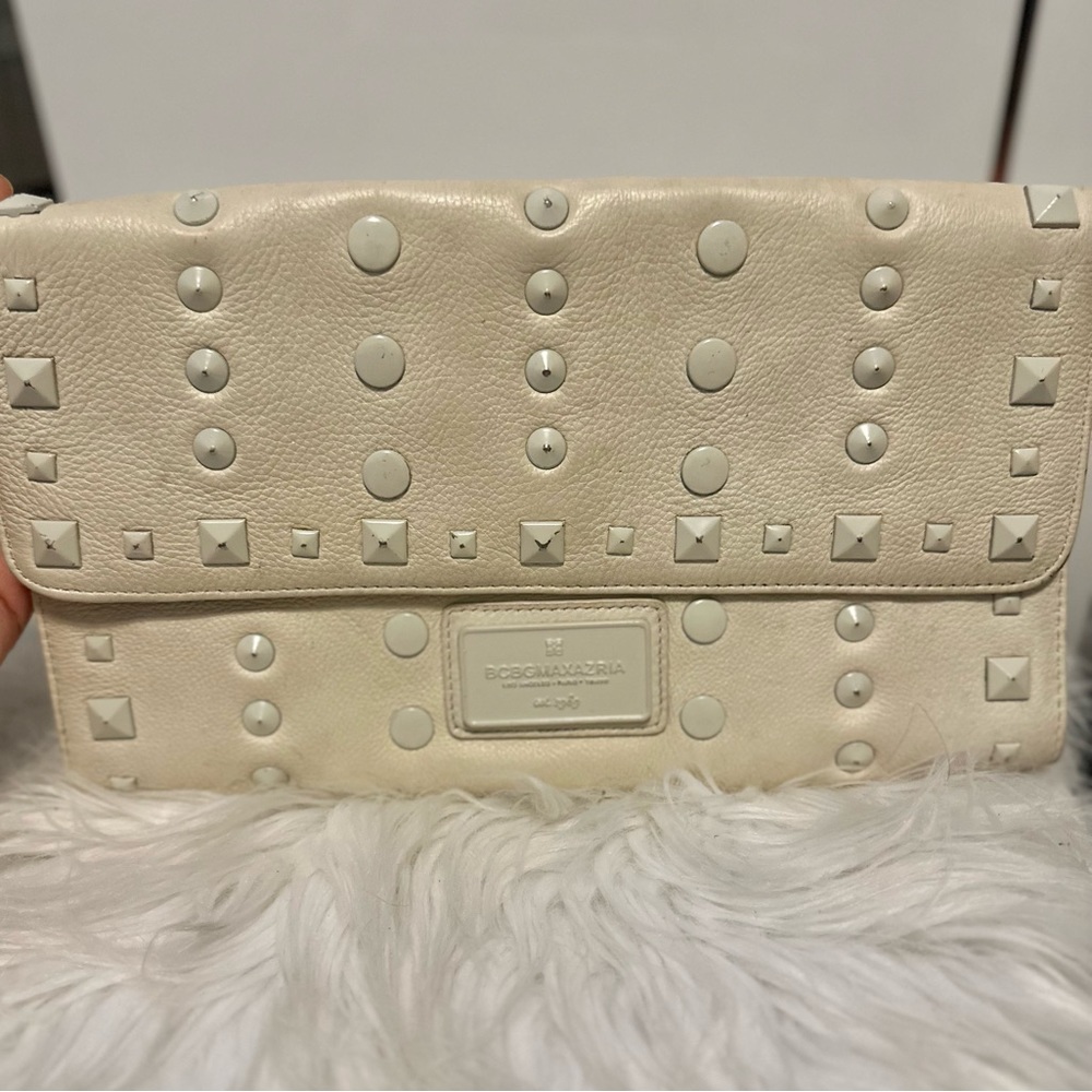 Bcgbmaxazria  studded leather clutch